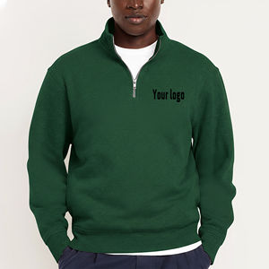 Nouveauté 2026 Sweat à capuche d'hiver à fermeture éclair quart, brodé et imprimé personnalisé, couleur unie, coupe décontractée, grammage lourd - Product Image 1