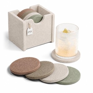 Sous-verres artisanaux en bois d'acacia écologiques avec couvercle et cuillère |   Ensemble de sous-verres en bois naturel, vente en gros en Inde - Product Image 5