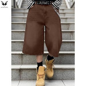 Prix de gros : Shorts en jean Y2K esthétique pour hommes, style rétro streetwear, coupe ample, jambe large, avec logo personnalisé - Product Image 5
