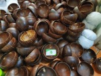 Set Mangkuk Tempurung Kelapa Ramah Lingkungan Buatan Tangan & Sendok Kayu, Perlengkapan Makan Sekali Pakai untuk Berkemah