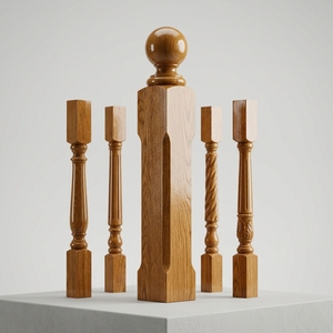 Poteau d'escalier en bois massif de peuplier certifié FSC, durable et écologique, avec embout champignon, pour la sécurité des escaliers, facile à installer, marque EFS - Product Image 1