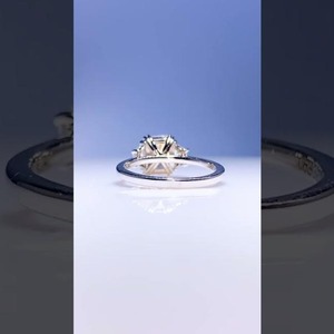 1.76 Carat Radiant Cut Lab Diamond Yellow <b>Gold</b> Rhodium Plated Double Prong Three-Stone Engagement Anniversary <b>Ring</b> - Product Image 3