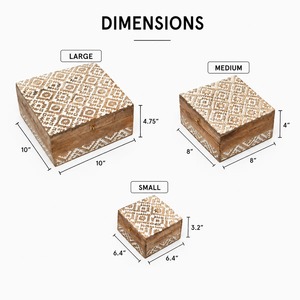 Premium White Engraved Designer Wooden Storage <b>Box</b> Suitable For <b>Memories</b> And Valuable Treasures Wholesale From India - Product Image 2
