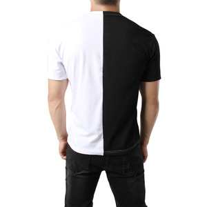 T-shirt décontracté pour homme, coupe classique, 100 % coton, design tendance, bicolore personnalisé, vente en gros - Product Image 4