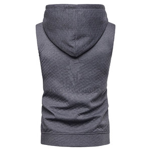 Workout Exercise Training <b>Men</b> <b>Sleeveless</b> <b>Hoodie</b> Cotton Blended Construction With Front Pocket And Hooded Style - Product Image 2