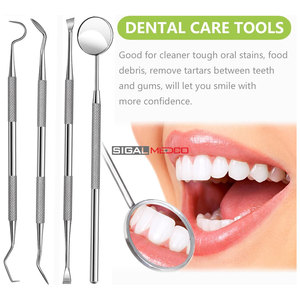 Professional German Stainless Steel Manual Dental <b>Tools</b> Oral Care Hygiene 4pcs Ergonomic <b>Teeth</b> <b>Cleaning</b> Set Tartar Plaque - Product Image 2