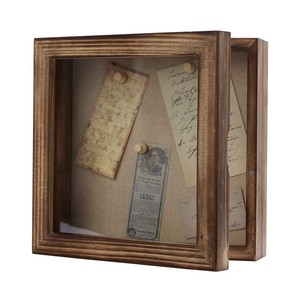 Cadre de présentation en bois de manguier Aqdus Saleem Shadow Box |   Décoration artisanale marron durable et écologique de style chinois traditionnel - Product Image 1