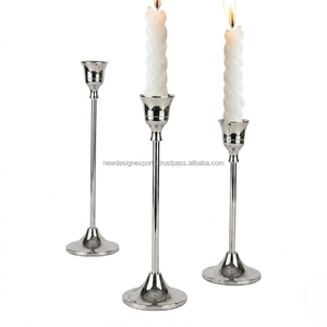 Portavelas Cónico de Columna Delgada de Metal Fundido de Alta Resistencia • Suministro de Lujo para Mesas de Boda - Product Image 1
