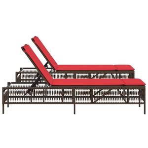 Chaise longue de patio en rotin PE brun, design standard, mobilier de relaxation extérieur - Product Image 6