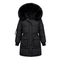 Veste d'hiver courte matelassée décontractée de haute qualité pour femmes, coupe-vent avec grande capuche en vraie fourrure, duvet de canard, polyester, fermeture éclair