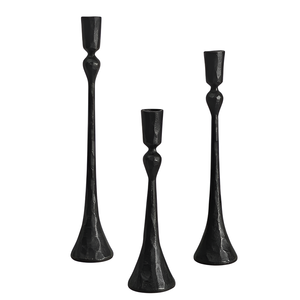 Portavelas de aluminio fundido con acabado negro mate para decoración del hogar, la mejor calidad, hecho a mano, personalizado, venta al por mayor, paquete de 3. - Product Image 5