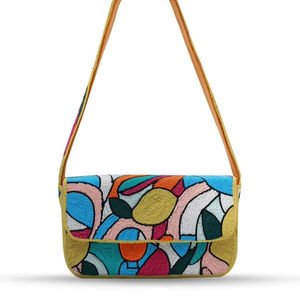 Bolso de Mano de Lona a Rayas Amarillas Ciao Bella de Alta Calidad, Elegante Diseño Cuadrado con Bordado, para Bodas y Fiestas, para Mujer - Product Image 4