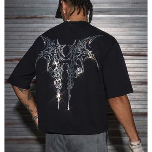 Wholesale Custom Men's 100% Cotton Heavyweight Knitted Vintage Acid Wash Anti-Wrinkle O-Neck Boxy Fit <b>T</b>-shirt Gemstone - Product Image 2