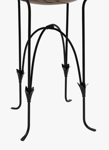 Bassin peu profond à rebord large en cuivre antique pour oiseaux, avec support décoratif en métal noir pour jardin et cour - Product Image 2