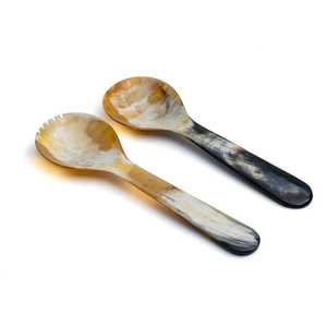 Juego de Cuchara y Tenedor de Cuerno de Búfalo Hechos a Mano, Ecológicos, Naturales, Rústicos, Pulidos, Duraderos, con Tema de Ángel, Decoración para el Hogar - Product Image 4
