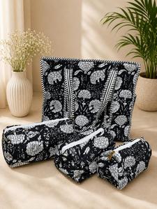 Quilted Geometric Pattern Cotton Crossbody Shoulder Bag Adjustable <b>Strap</b> Zipper Closure for Lady Vintage Fashion Travel Daily - Product Image 3