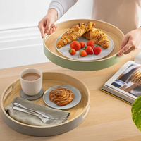 Plateau en bambou durable avec poignée, plateau de service alimentaire jetable pour la restauration, les fêtes et les événements en plein air