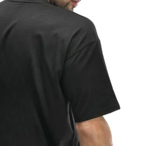 Camiseta Negra de Cuello Redondo para Hombre, Manga Corta, Corte Holgado, Ropa Deportiva Informal, Ligera, Transpirable, Básica para Uso Diario, Mezcla de Algodón - Product Image 3