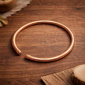 Wholesale High-Polish Copper Gold Open Cuff Smooth Tubular Alloy / Copper Metal Bangle Wristband - Product Image 5