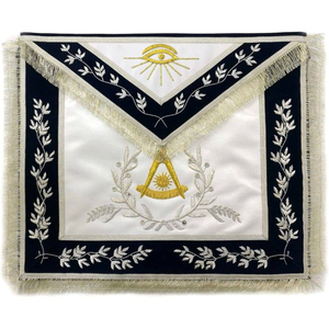 Tablier de maître de la franc-maçonnerie - Velours bleu foncé, services d'embroidery professionnels. - Product Image 6