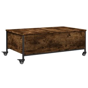 Tavolino in legno lavorato rovere affumicato con ruote 35.8 \ "x21.7 \" x13.4 \" - Product Image 2
