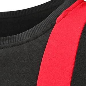Suéter Casual de Punto para Hombre, Cuello Redondo, Manga Raglán con Bloques de Color Negro y Rojo, Corte Regular, Manga Larga, para Otoño - Product Image 6