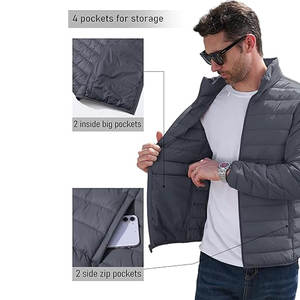 Veste matelassée isolante pour homme, légère, coupe-vent et hydrofuge, avec coque en nylon respirant et doux - Product Image 5