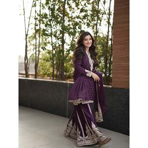 Women's Party Wear Embroidered <b>Suit</b> Set with Sequins Work - Product Image 6