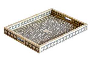 Plateaux de service décoratifs en os incrusté avec motifs personnalisables pour les occasions d'anniversaire aux meilleurs prix - Product Image 3