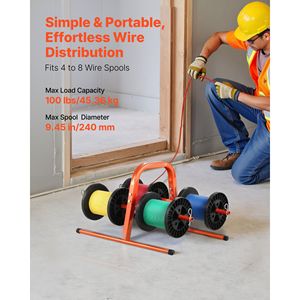 Portacavo Intelligente in Acciaio Rinforzato con Capacità di 45 kg, Supporto per 8 Bobine con Diametro Massimo di 9,45 mm - Product Image 2