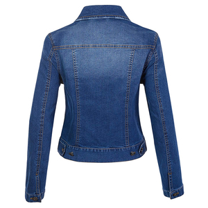 Veste en jean bleue pour femme, manches longues, simple boutonnage, col à revers, style jeune et décontracté, tendance pour l'automne et l'été - Product Image 2