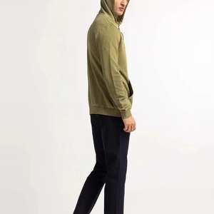 เสื้อฮู้ดซิปผู้ชายสีเขียวมะกอก ผ้าเฟรนช์เทอร์รี่เนื้อนุ่ม สวมใส่สบายๆ สำหรับฤดูใบไม้ร่วง - Product Image 1