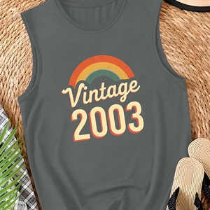 <b>Rainbow</b> Vintage 2003 Women's Casual Knitted Tank <b>Tops</b> with Front Logo - Product Image 3