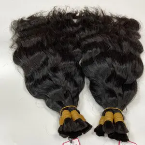 Natural Wavy Virgin Hair Bulk Wholesale Raw Human Hair Unprocessed No Weft Hot Selling Full Cuticle Aligned Bulk Human Hair