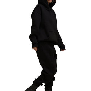 Ensemble survêtement femme personnalisé à capuche, coupe oversize, en molleton 100 % coton écologique, style streetwear, 2 pièces – Vente flash - Product Image 3