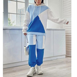 Ensemble survêtement gris à capuche pour femme grande taille, couleur unie, pantalon long, coupe décontractée, 100% coton, vêtements d'hiver - Product Image 6