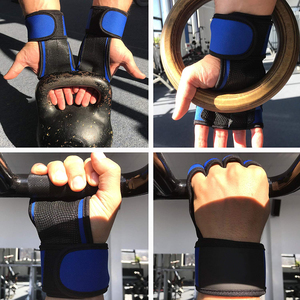ถุงมือป้องกันฝ่ามือแบบไร้นิ้ว ทำจากหนังกลับเสริมความแข็งแรง ระบายอากาศได้ดี เหมาะสำหรับยิมนาสติก ปรับขนาดได้ ใช้สำหรับยกน้ำหนักและฟิตเนส - Product Image 5