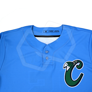 Camiseta de Béisbol Azul Claro al por Mayor con Dos Botones, Manga Corta a Rayas, Unisex para Adultos, Transpirable, Ecológica, de Secado Rápido y Absorción de Humedad - Product Image 3