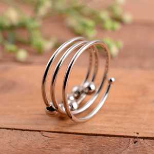 Anti Anxiety Unisex Adjustable <b>Fidget</b> <b>Spinner</b> <b>Ring</b> with Rotating Beads Stress Relief Jewelry Meditation Relax 925 Silver Luxury - Product Image 4