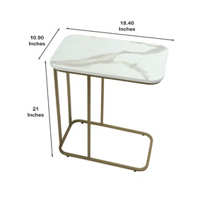 Table d'appoint antique en métal et marbre, protégée contre la corrosion, pour salon, usage hôtelier, table basse - Product Image 2