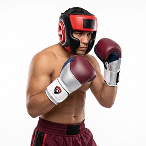 Dumela International <b>16</b> <b>Oz</b> Leather <b>Boxing</b> <b>Gloves</b> Red Blue Black Yellow Professional Training Gear Logo Design - Product Image 2