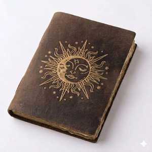 Diario de Tapa Dura con Espiral de Cuero Son & Moon, con Papel de Borde Rústico, 100 Hojas, Libro de las Sombras, Regalo - Product Image 1