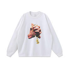 Sudadera Oversize de Algodón Lavado con Forro Polar Impermeable y Cremallera para Hombre, Cuello Redondo, Manga Larga, Diseño Estampado de Cadena con Símbolo de Dólar, Estilo Urbano - Product Image 2