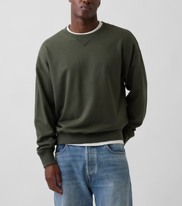 High Quality Heavyweight 380 GSM French Terry Custom Oversized Crewneck <b>Plain</b> <b>Sweatshirt</b> for Men - Product Image 1