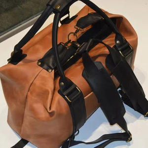 Bolsa de Viaje de Cuero Vacuno Genuino, Estilo Vintage, Ligera, Portátil, con Cierre, Gran Capacidad - Product Image 1