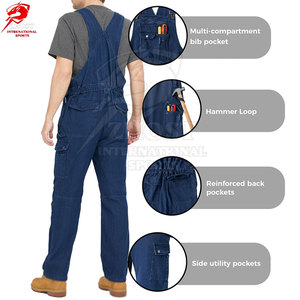 Durable Casual Streetwear <b>Men</b> Jeans <b>Overall</b> Adjustable Shoulder Straps Relaxed Fit Everyday Jeans Workwear Fashion Apparel - Product Image 6