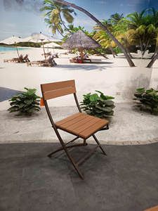 Silla de Jardín Moderna para Exteriores con Asiento y Respaldo de Madera, Estructura de Acero, Diseño de Patas Cónicas Resistentes para Uso en Pisos Duros KTS-241026-06 - Product Image 3