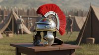 Casque de Centurion Galique Impérial Romain avec Plume Rouge, Acier Doux Poli Plaqué Or, Gravure Traditionnelle, Armure Médiévale pour Cosplay