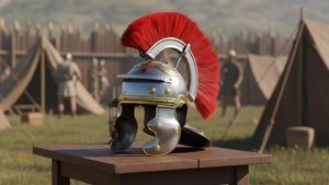 Casco de Centurión Gallico Imperial Romano con Pluma Roja, Chapado en Oro Pulido, Acero Suave Grabado, Armadura Medieval para Cosplay - Product Image 2