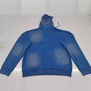 Sweat à capuche zippé personnalisé 100% coton molleton French Terry brodé streetwear avec strass, effet vintage délavé soleil et délavé à l'acide - Product Image 2